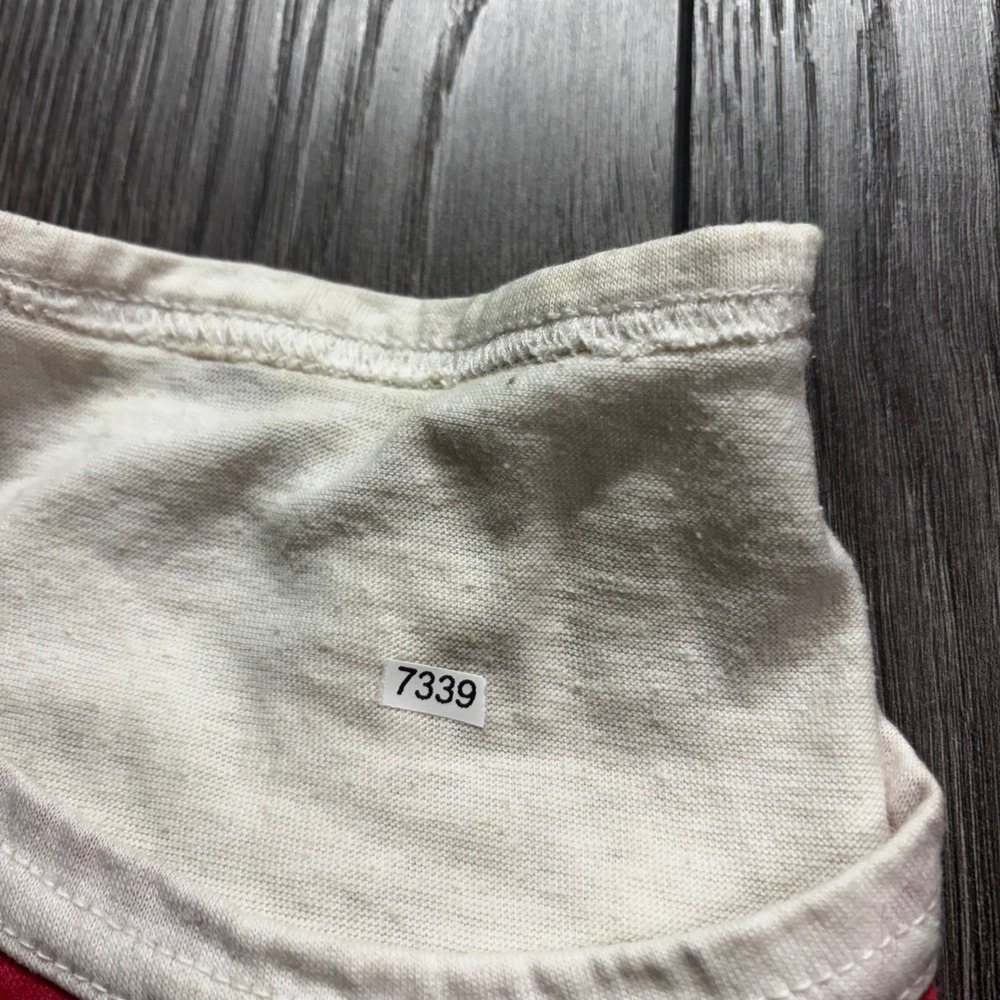 Vintage Rising Sun Japanese 80s Kanji Helicopter Muscle Tee Red White Mens Small - Picture 8 of 8